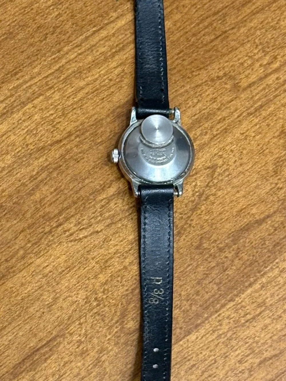 Timex Silver Case Black Leather Strap Women's Watch